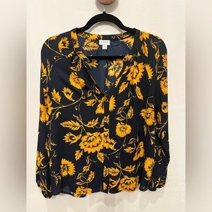 Blue and Yellow Floral Blouse, J.Crew, Medium.
